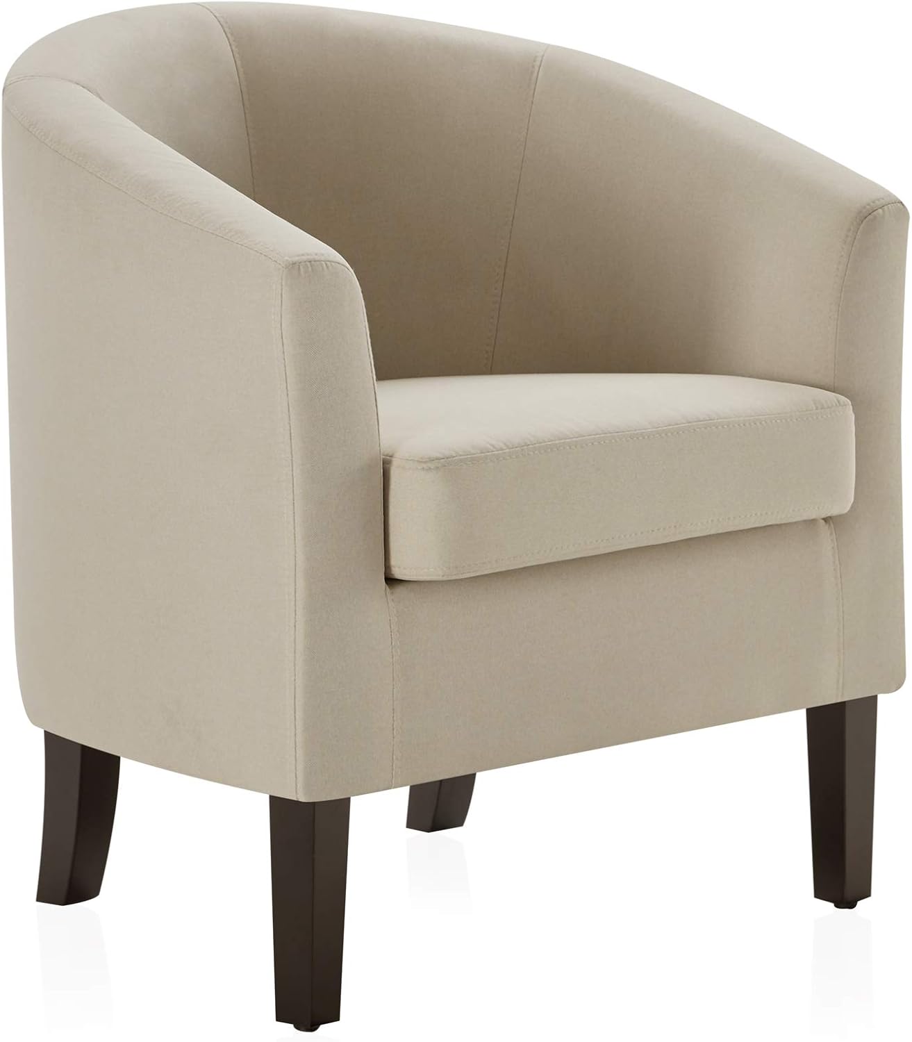 BELLEZE Accent Barrel Chair, Faux Leather Round Club Tub Sofa Corner Chair with Flared Legs and Cozy Soft Padding for Living Room Bedroom Waiting Room - Beige