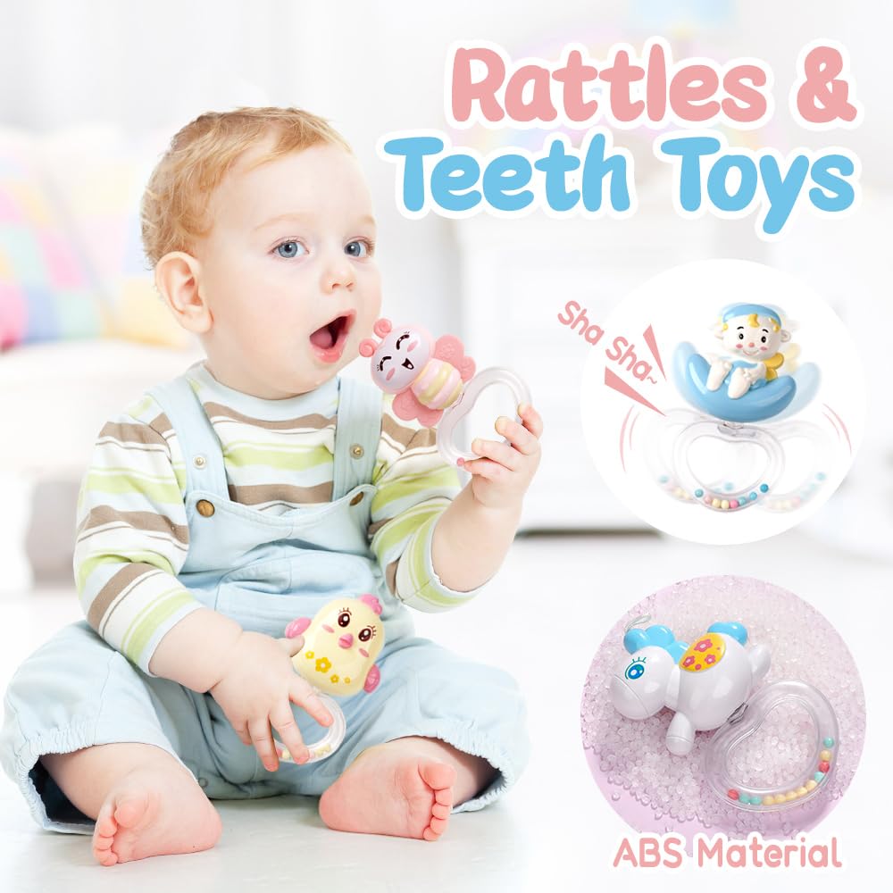 Baby Musical Crib Mobile with Timing Function Projector and Lights,Hanging Rotating Rattles and Remote Control Music Box with 150 Melodies,Toy for Newborn 0-24 Months