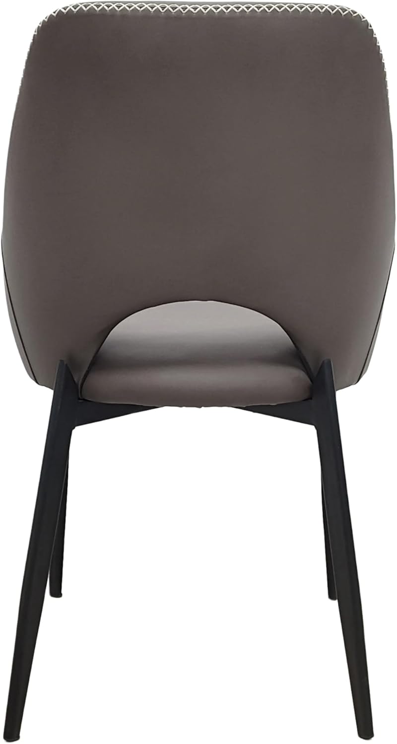 LeisureMod Amalfi Upholstered Fabric Dining Chair – Modern Side Chair with Iron Legs, Mid-Century Accent Chair for Dining Room or Kitchen