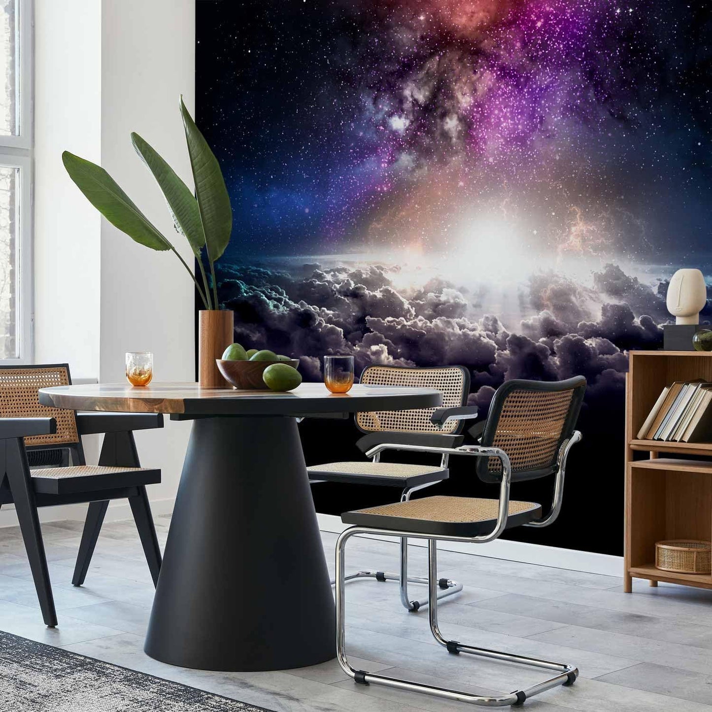 artgeist Wall Mural Galaxy 116x83 in - Peel and Stick Self-Adhesive Wallpaper Removable Large Sticker Foil Wall Decor Print Design Mural Cosmos Sky Star Cloud Purple i-A-10009-a-a