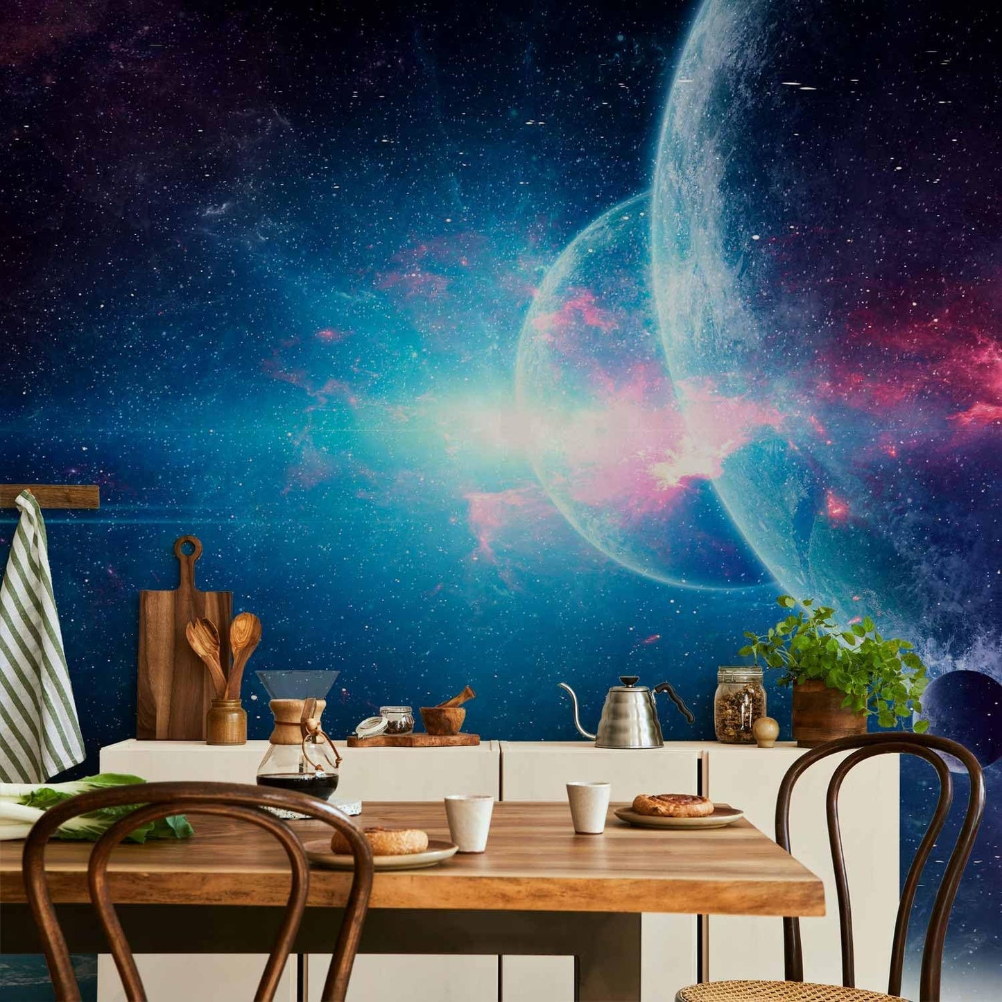 artgeist Wall Mural Cosmos 116x83 in - Peel and Stick Self-Adhesive Wallpaper Removable Large Sticker Foil Wall Decor Print Stars Solar System Universe Space b-C-10047-a-a