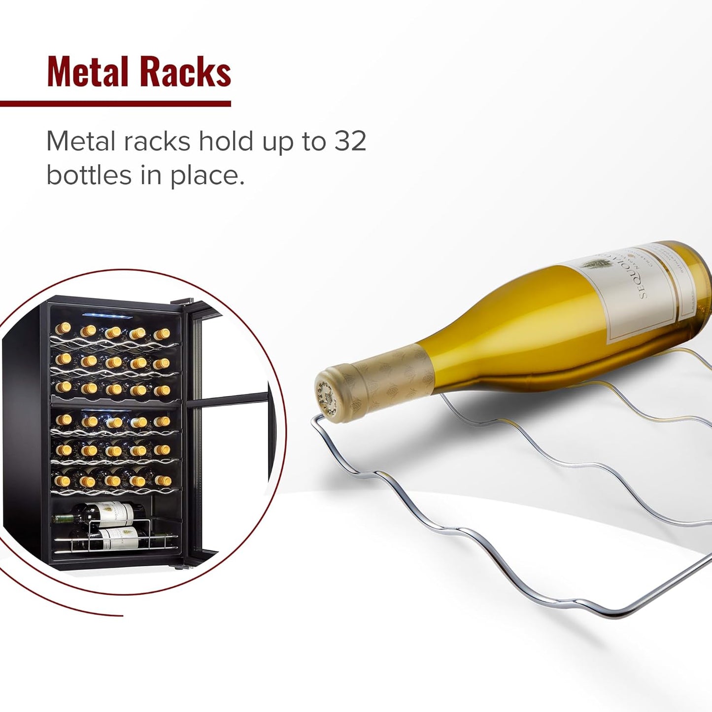 Wine Enthusiast 32-Bottle Dual Zone MAX Compressor Wine Cooler – Freestanding Mini Fridge with Digital Touchscreen, LED Display, Split Storage for Red & White Wines, Matte Black Refrigerator Home Bar