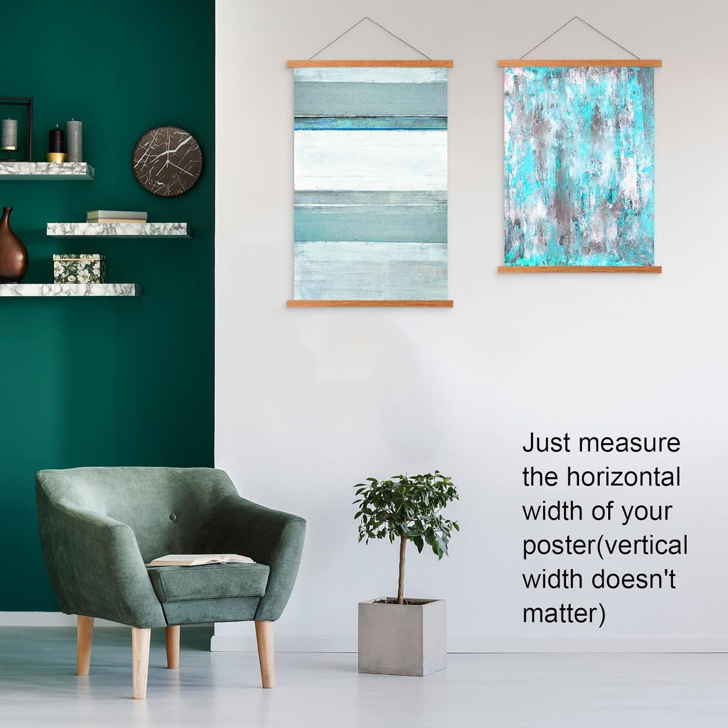 FALAMON Magnetic Poster Hanger Frame, 58x40 58x32 58x36 Teak Wood Magnet Poster Frame for Posters, Prints, Photos, Pictures, Maps, Scrolls, and Canvas Artwork