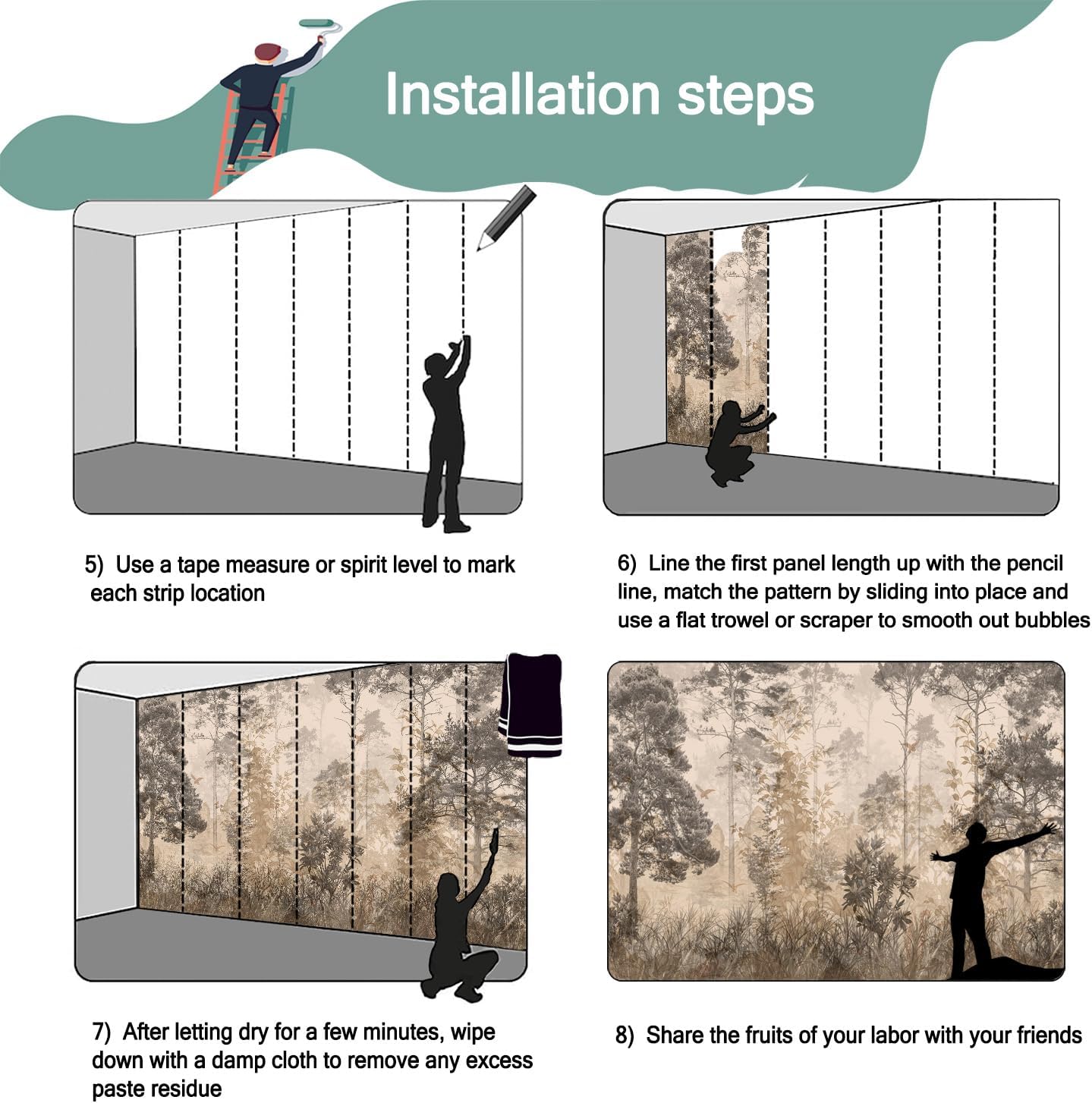 -Vintage Forest Natural Wall Bedroom Mural XT18 L 180" x 115"