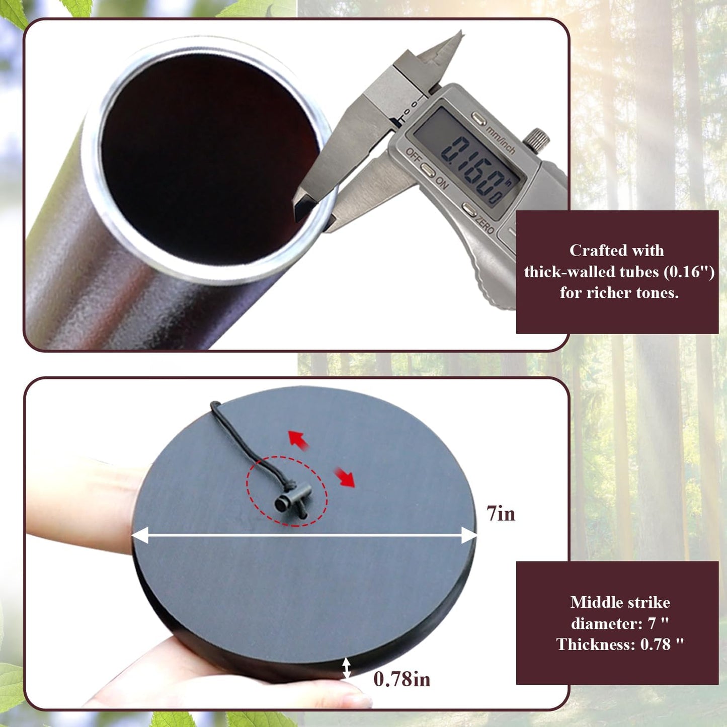 ASTARIN Extra Large Wind Chimes Outside, 2.4in Tubes Metal Handcrafted WindChimes with Deep Tone, Harmonic Deep Sound Outdoor Chimes,Outdoor Bass Bell Chime for Patio,Garden Yard Decoration,78" Bronze