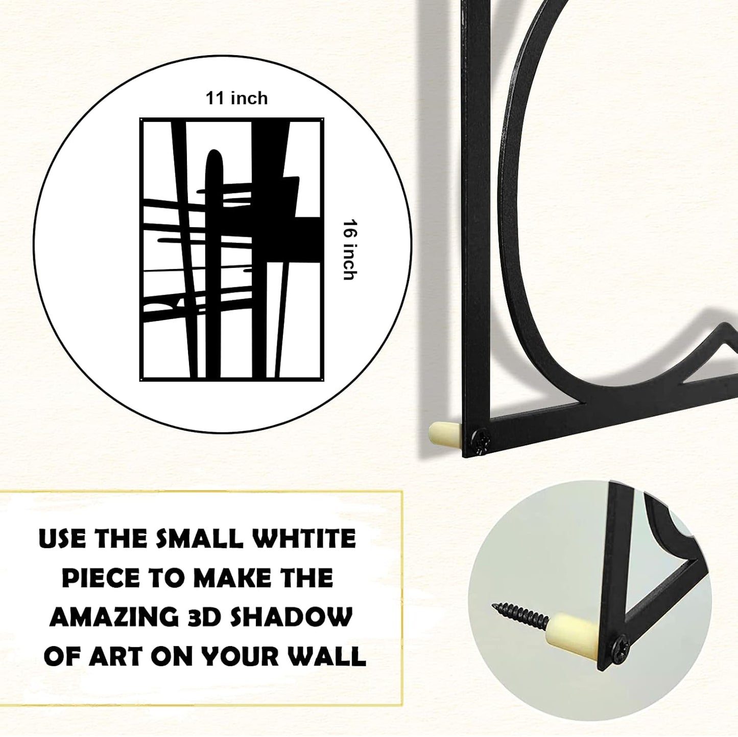 Glamativity 4 Pack Black Abstract Metal Wall Art, Minimalist Décor Single Line Art Wall Décor, 3D Textured Metal Wall Sculptures, for Living Room Bedroom Bathroom Study Room (Black Abstract, M Size 16 x 11'')