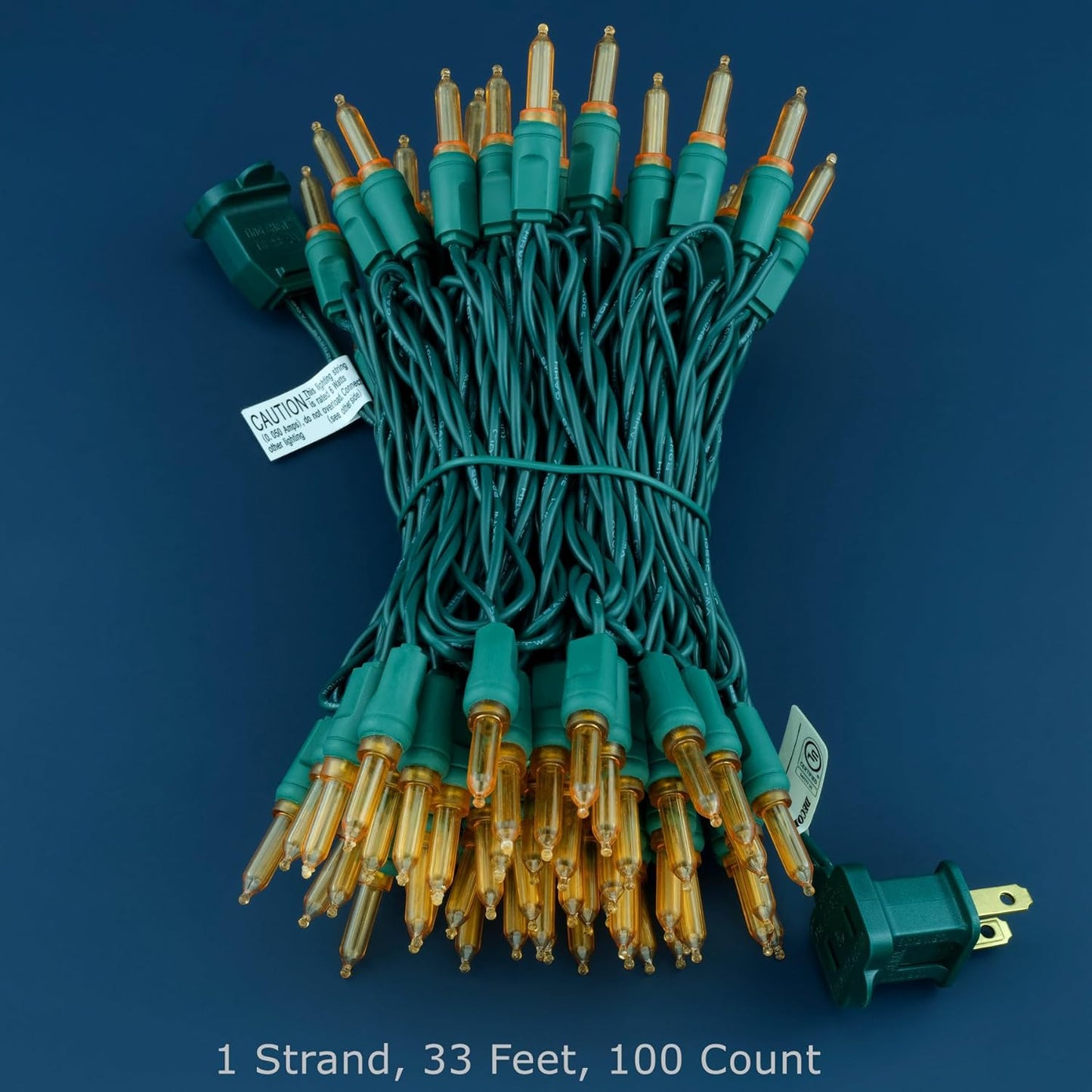 100 Orange One-Piece LED Christmas Lights, 33 ft Green Cord High Waterproof UL Certified T5 Outdoor String Lights (Orange)