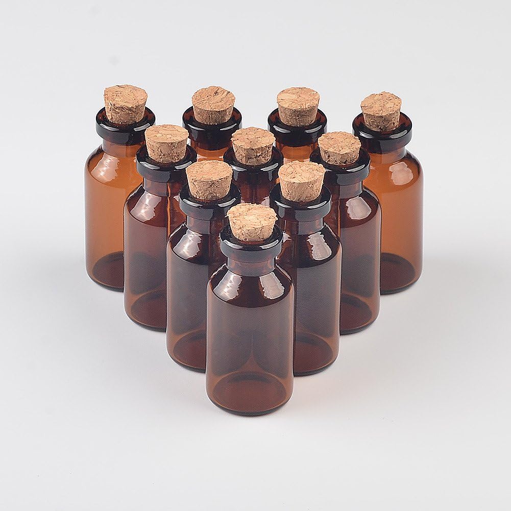 18x40x7mm 5ml Mini Brown Glass Jars with Cork Empty Tiny Glass Jars Gift 5ml Glass Bottles Vials 12units (12, 5ML)
