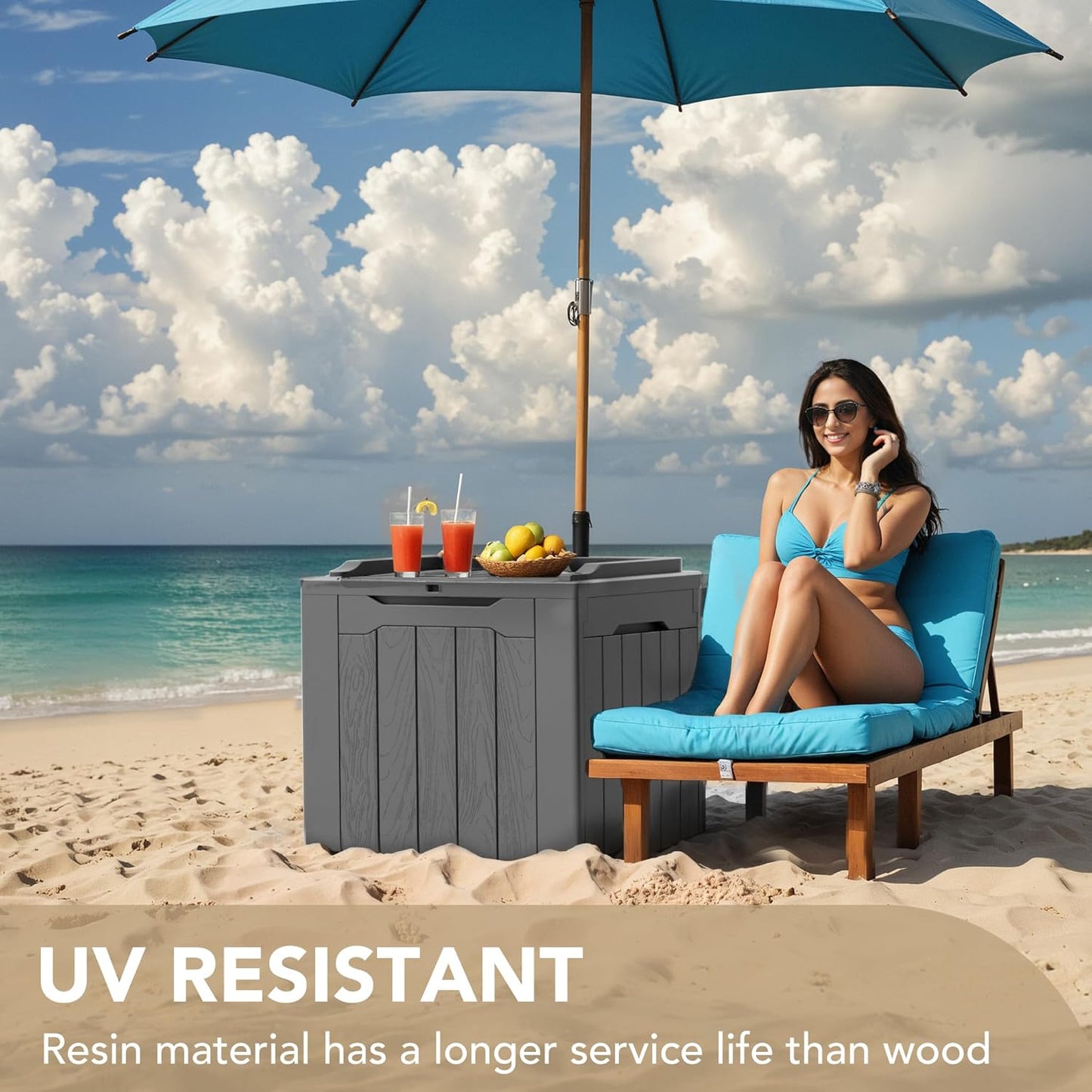 Devoko 30 Gallon Resin Deck Box Outdoor Indoor Waterproof Storage Box for Patio Furniture Pool Accessories Storage for Cushion Garden Tools (30 Gallon, Grey)