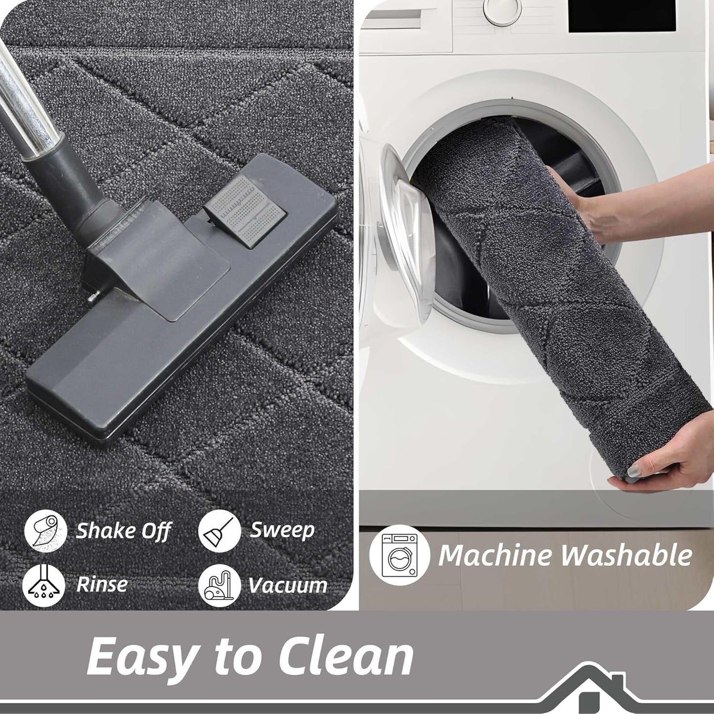 BEQHAUSE Dirt Trapper Door Mat 32" x 48", Doormat Non-Slip Entryway Rugs Washable, Dog Door Mat Stain Resistant and Absorbent Welcome Floor Mat for Front Back Door, Muddy Wet Shoes & Paws, Dark Grey