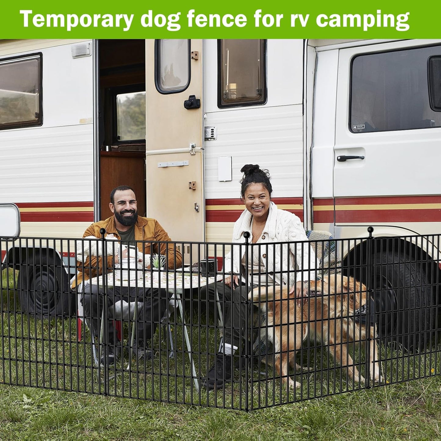 5 Panels No Dig Decorative Outdoor Garden Fence with Gate for Yard, 32 in(H) X 11.8 ft(L) Animal Barrier Fencing Rustproof Metal Wire Panel Border for Dog, Rabbits, and Patio Temporary Ground Stakes