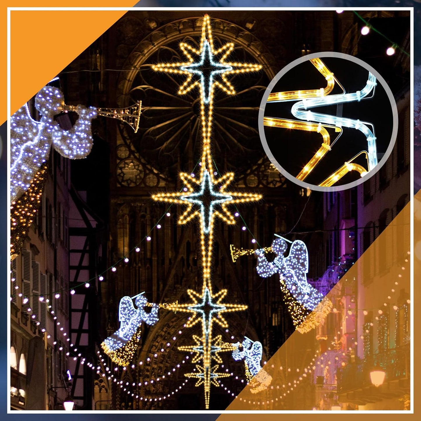 36'' Christmas Star of Bethlehem LED Star Hanging Lights Nativity Holy Family Light for Door Window Porch Wall Decoration Plug Operated Lighted Hanging Tree Topper(White, Warm Light)