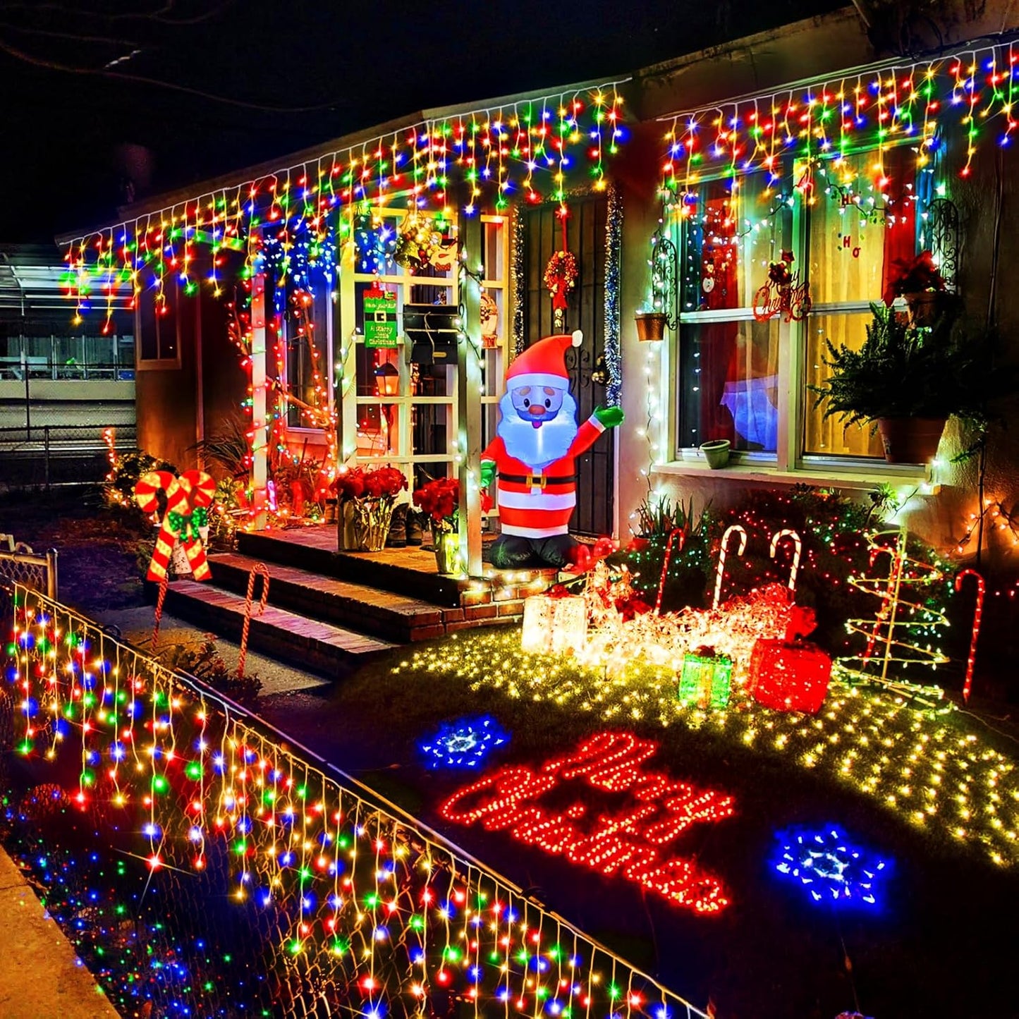 164FT Ice Lights Outdoor, 1600 LED Drops with Timer & Memory, IP44 Waterproof - Multicolor for Christmas Yard Decor