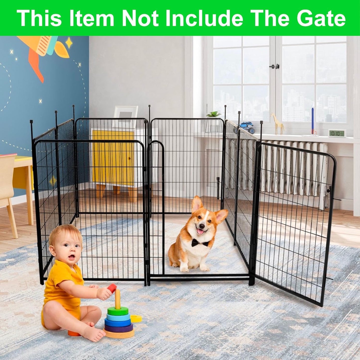 Garden Fencing 48 inch High, 8 Panels Total 17.7Ft(L). Garden Fence Border, Flower Bed Fencing, Dog Fences for The Yard, Dog Digging Fence Barrier (No Gate)