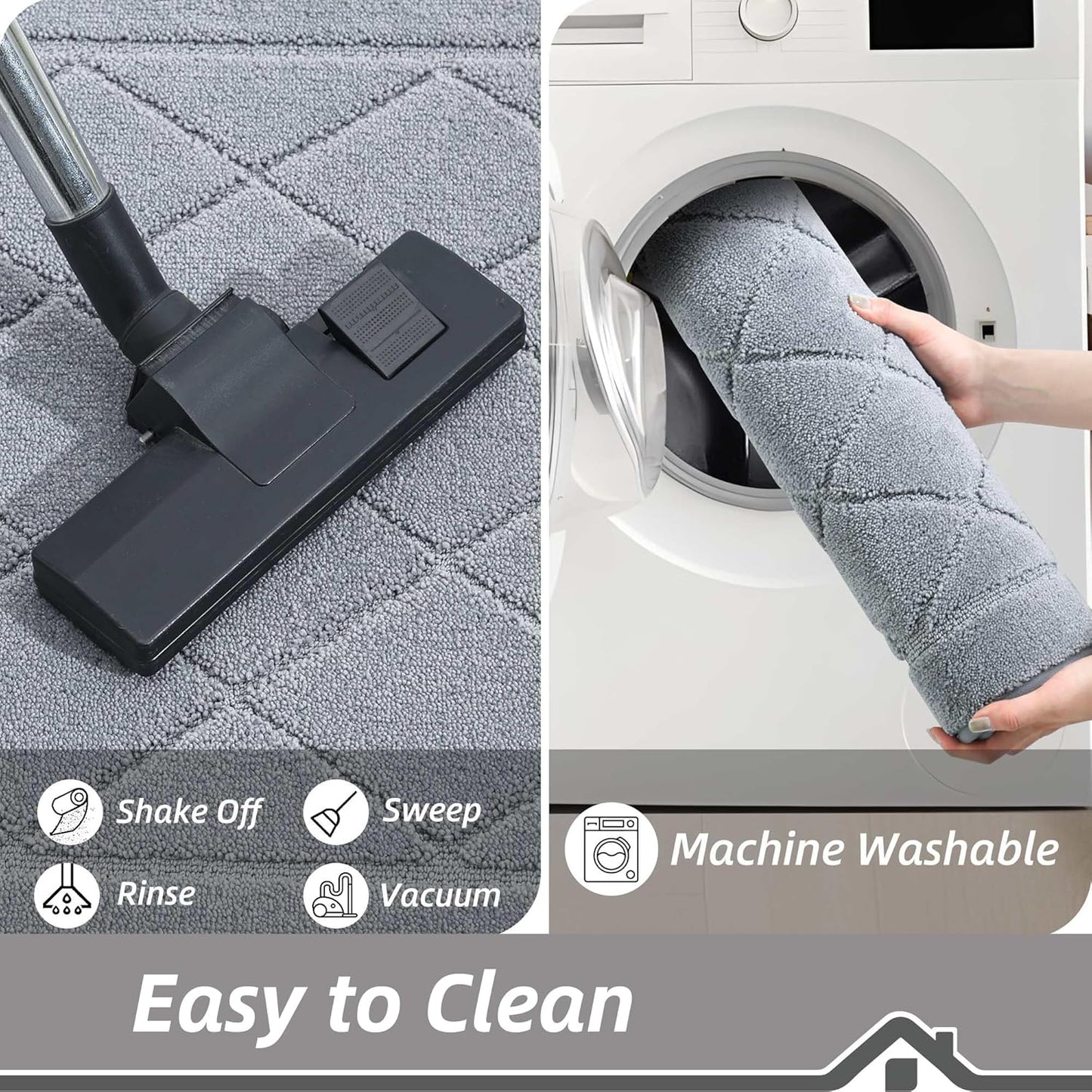 BEQHAUSE Dirt Trapper Door Mat 32" x 48", Doormat Non-Slip Entryway Rugs Washable, Dog Door Mat Stain Resistant and Absorbent Welcome Floor Mat for Front Back Door, Muddy Wet Shoes & Paws, Grey