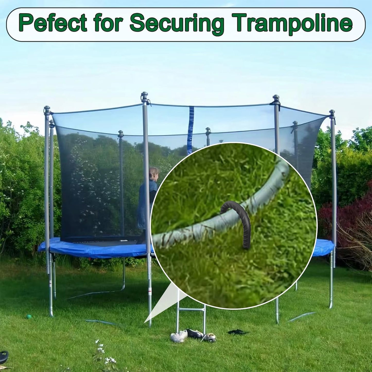 18 Inch Steel J Hook Rebar Ground Stakes 16 Pack 1/2 Inch Diameter Fence Stakes for Wire Fencing with Chisel Point End Metal Tent Stakes Heavy Duty for Outdoor Camping, Black