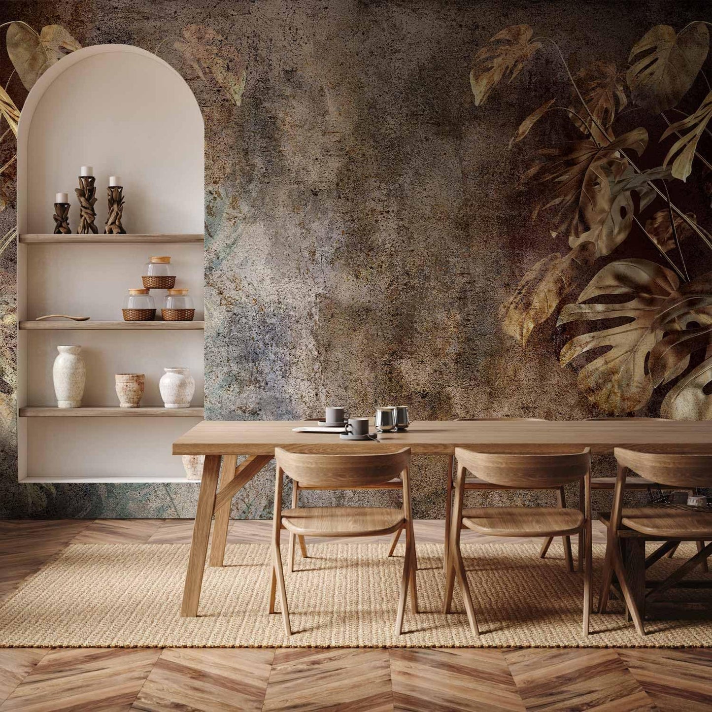 artgeist Wall Mural Monstera 135x101 in - XXL Peel and Stick Self-Adhesive Wallpaper Removable Large Sticker Foil Wall Decor Print Picture Design Nature Botanical Abstract Plants b-C-0859-a-a