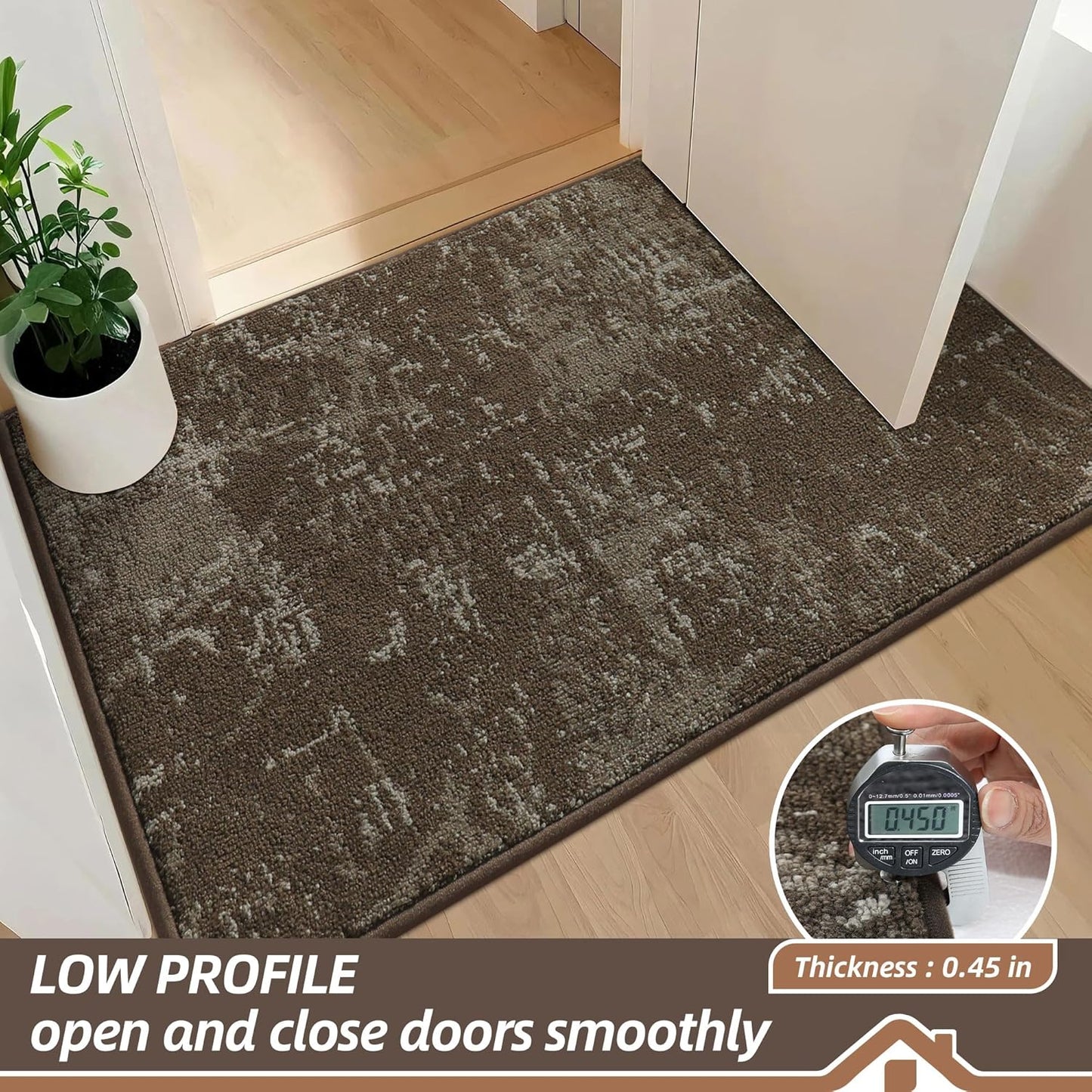 BEQHAUSE Dirt Trapper Door Mat 24"x36" Non-Slip Door Mats Washable Entryway Rugs Stain Resistant Doormat Absorbent Welcome Floor Mat for Front Back Door, Muddy Wet Shoes & Paws,Brown