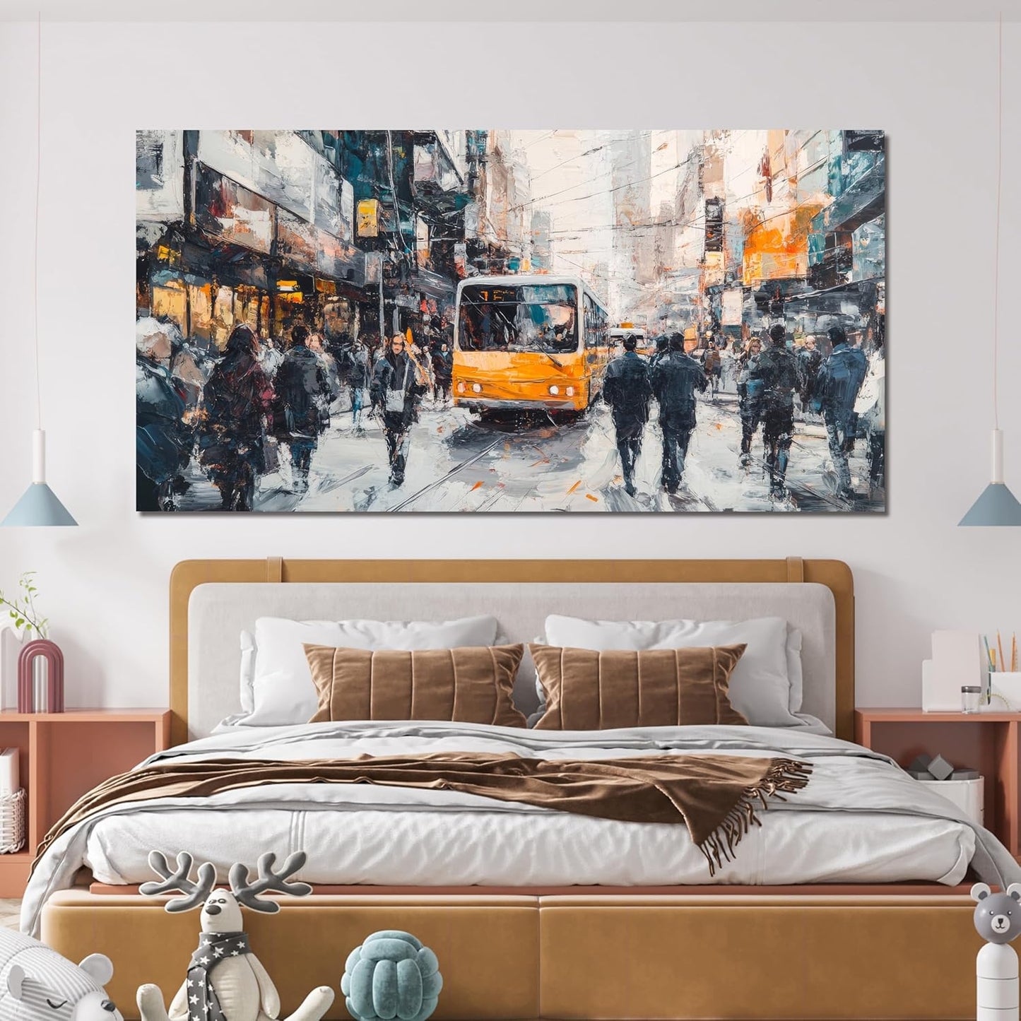 AIXMGSJS Canvas Wall Art Decor Wall Art Pictures for Living Room Abstract Canvas Art Wall Decor Modern Colorful Wall Art Prints City Life Art Decorations Artwork for Walls Home Office Decor 20" X 40"