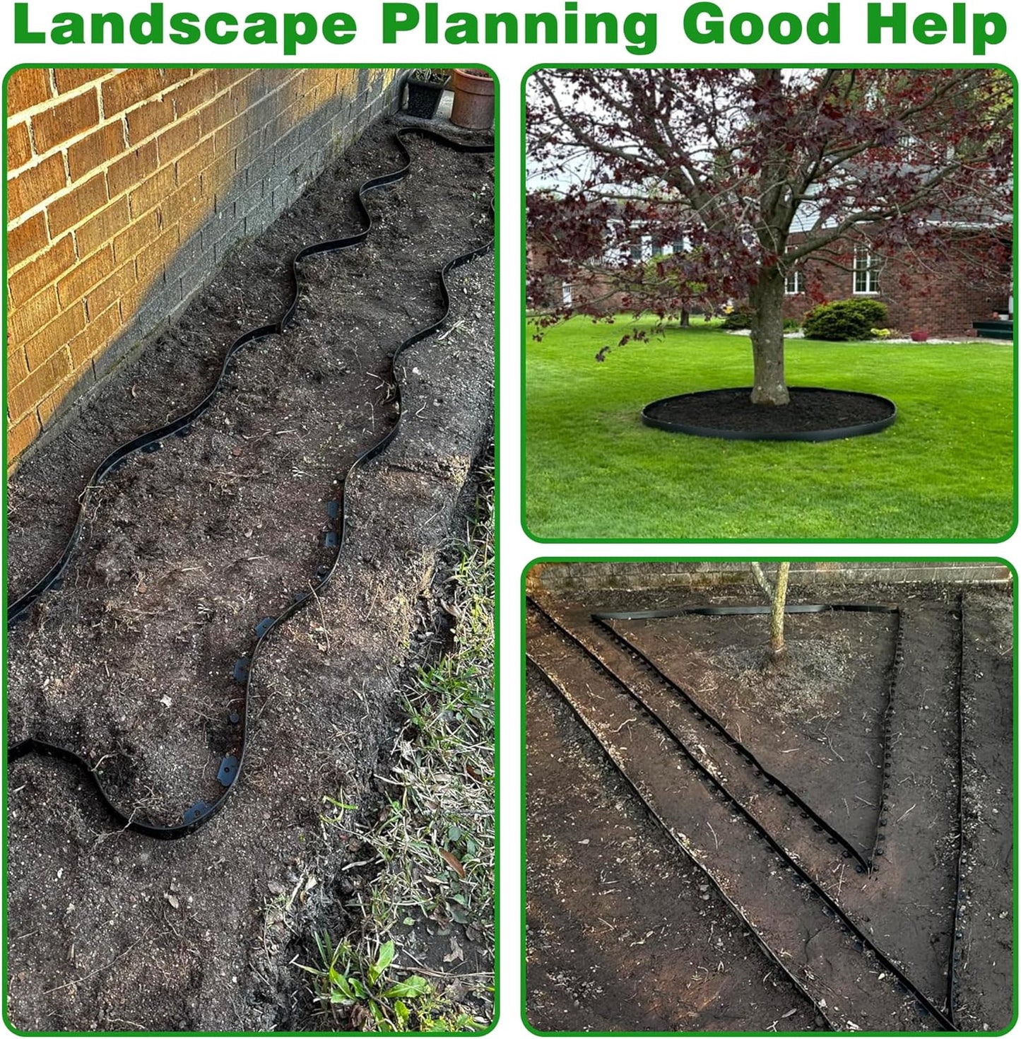 Garden Edging Border,Plastic Edging for Landscaping,Flower Bed, Paver and Lawn Edging Border (4Inchx100FT-2, Black)