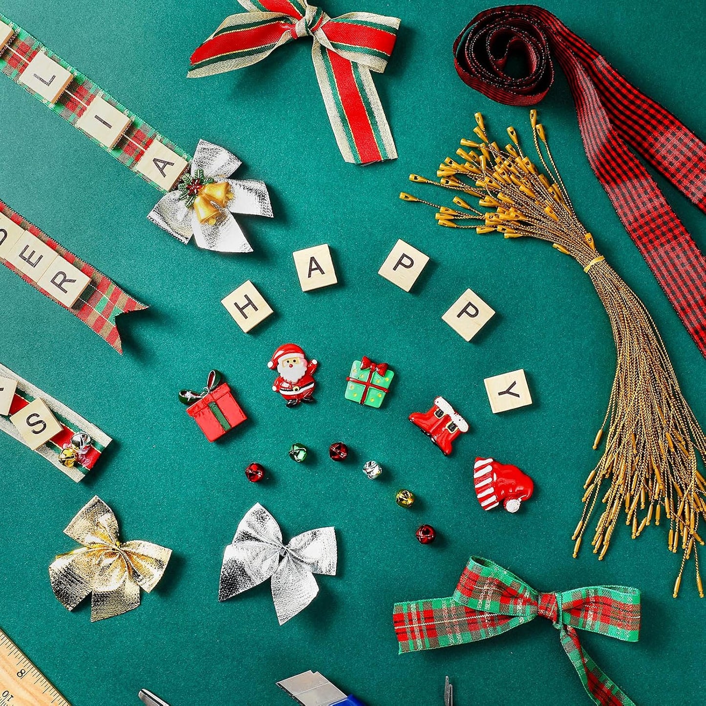 Marsui 452 Pcs Personalized Christmas Craft Kits DIY Christmas Ornaments for Adults Letter Tiles Bells Rustic Stockings Name Tags for Xmas Tree Decorations or Wreath