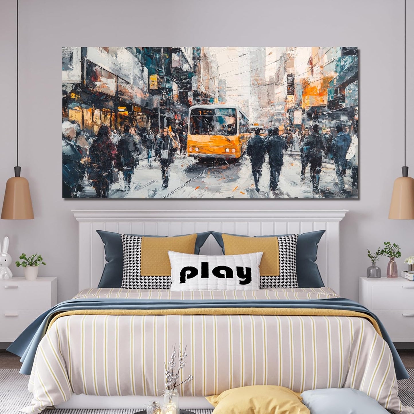 AIXMGSJS Canvas Wall Art Decor Large Wall Art for Living Room Modern Oversized Wall Art Prints Abstract Canvas Art Wall Decor City Life Pictures Decorations Artwork for Walls Home Room Decor 29"X58"