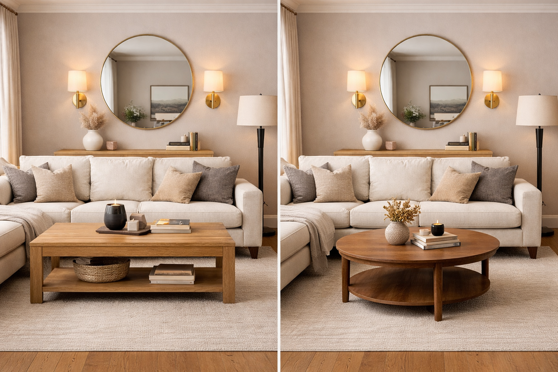 How Wooden Coffee Tables Ground Neutral Living Rooms