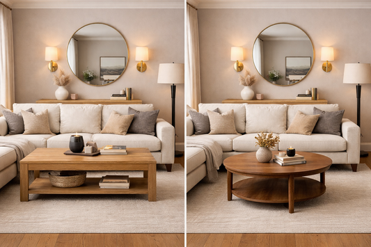 How Wooden Coffee Tables Ground Neutral Living Rooms