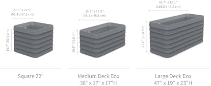 Crescent Garden TruDrop Self Watering Slat Medium Rectangular Planter Box for All-Weather - Outdoor Deck Box Planter for Flowers and Herbs, 36'' x 17'' x 17''H (Slate)