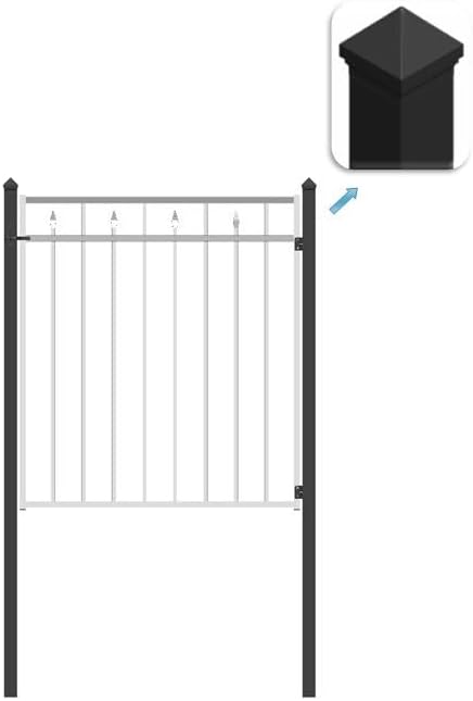 Gate Post for Yard, Garden, Commercial Fencing – Steel, 2"x2"x78", Black, DIY Support for Gate Panels, Soil Installation (1pc)