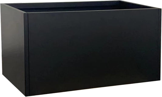 Galvanized Steel Planter Black Metal Outdoor Planter Powder Coated 32" x 12" x 16" Pot Metallic Heavy Pot Indoor & Outdoor, Commercial & Residential (L32 x W12 x D16, Black)