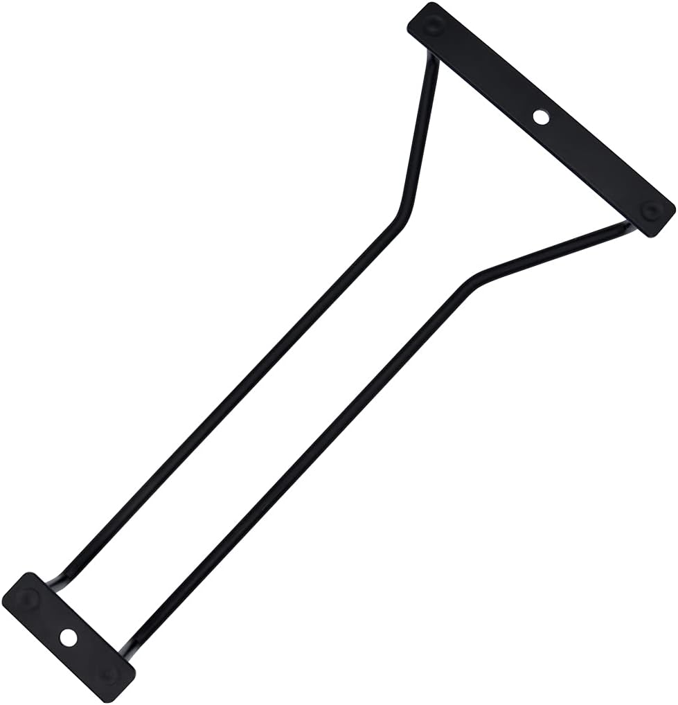 8.8-Inch Wine Glass Rack - Under Cabinet Stemware Wine Glass Holder Glasses Storage Hanger Metal Organizer for Bar Kitchen Black (1 Rows, 3 Pack)