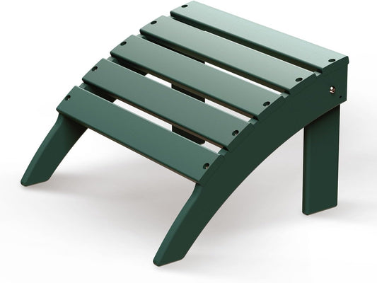 GREENVINES Adirondack-Ottoman | HDPE Plastic | Outdoor Footrest | All Weather | Foot Rest | Foot Stool | Forest | for Adirondack Chair | for Patio Backyard Pool
