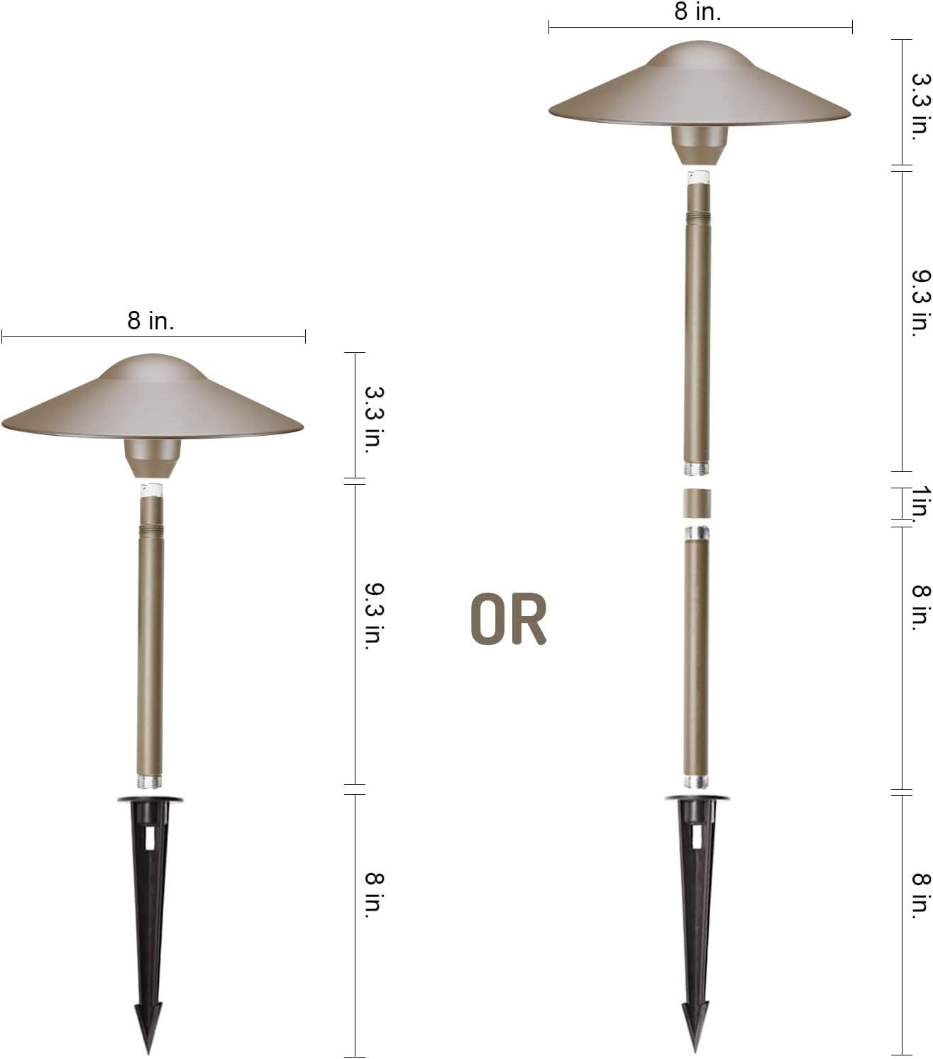 3W LED Landscape Lights Landscape Lighting Low Voltage Outdoor Pathway Lighting Replaceable LED Bulb 3000K Aluminum housing with ABS Ground Stake for Yard Patio Driveway Bronze, Pack of 6