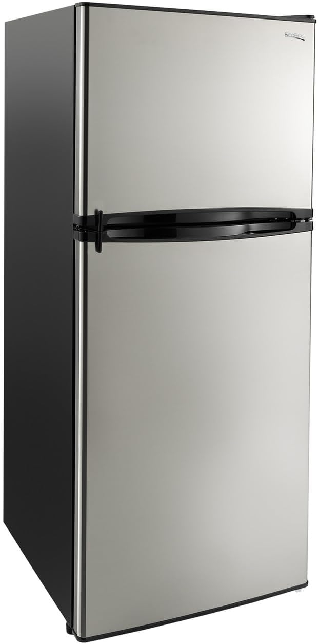 RecPro 10 Cu Ft 12V RV Refrigerator | Black Frost-Free Fridge with Freezer | Double Door, Adjustable Shelves, Reversible Door, Built-In Lock | 23.5”W x 26”D x 59”H | Off-Grid & Dry Camping Ready