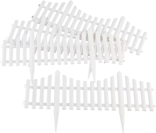 Flexible Fence Edging - Decorative Pickets (6"-13" High), Interlocking Design for Circle, Corner, or Straight Fences - 8' Border (4 Pieces, 24" Each)