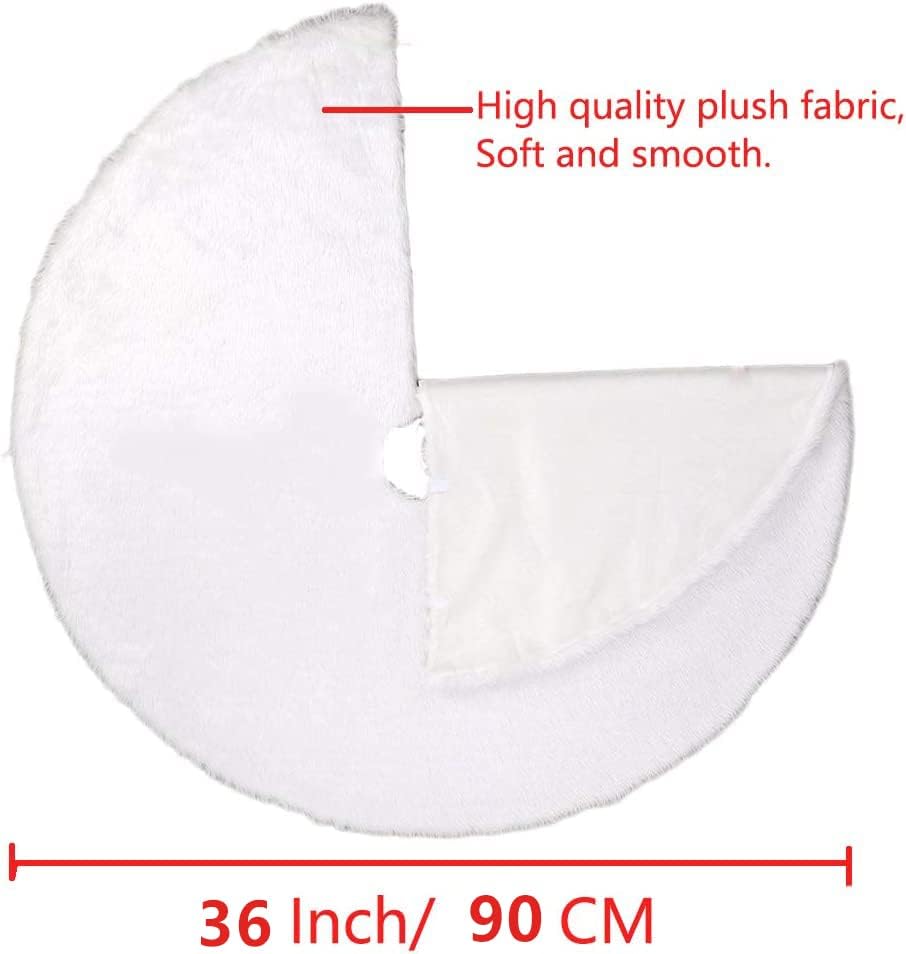AISENO 36 Inch Christmas Tree Plush Skirt Decoration for Merry Christmas Party Faux Fur Christmas Tree Skirt Decorations