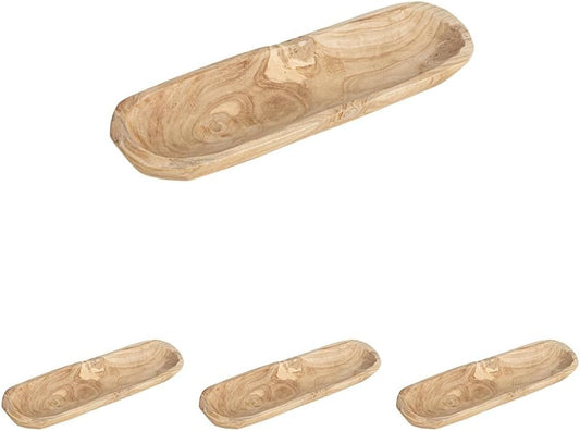 Creative Co-Op Paulownia Wood Oval Bowl | Brown | 22.75" L x 6" W x 3.25" H | (Pack of 4)