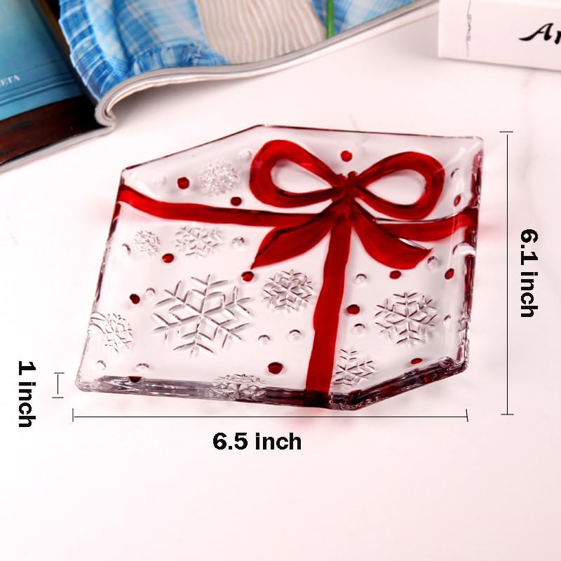 Decorative Crystal Candy Bowls Dish Glass Gift Plate, Decorative Crystal Rectangular Bowls for Home Decor, Centerpiece for Candy, Snack, Cake, Sushi