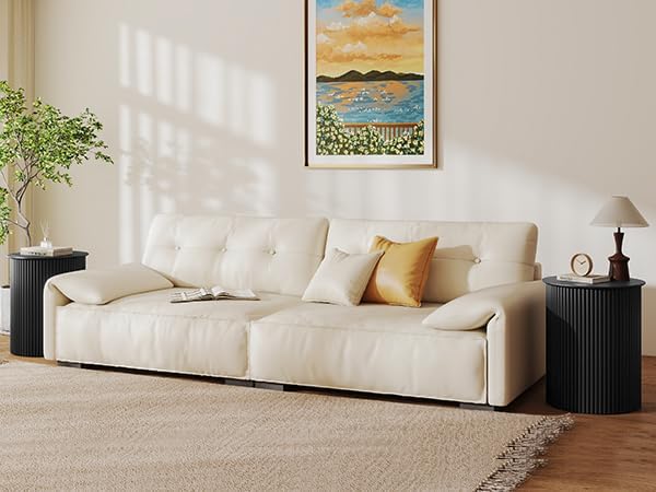 AVZEAR Small Round Side Table Fluted Night Stand Set of 2, 17.7" Mid Century Modern End Table, Circle Bedside Tables Wood Nightstands for Small Spaces, Living Room, Bedroom(Black)