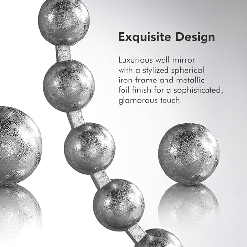 Madison Park Round Mirror, Metal Frame Circle Mirror 36 inch, Wall Art Decor Mounted Hanging for Entryway, Bathroom, hallway, Living Room, Vanity, Marlowe, Silver