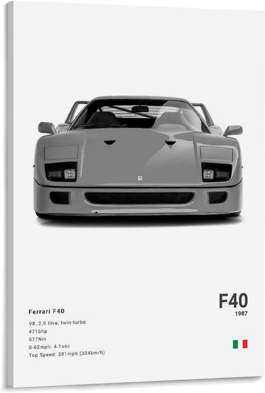 Farrari Car Posters For Walls Vintage Racing Car Canvas Prints For Home Decor Office Decor CFrame-style 12x18inch(30x45cm)