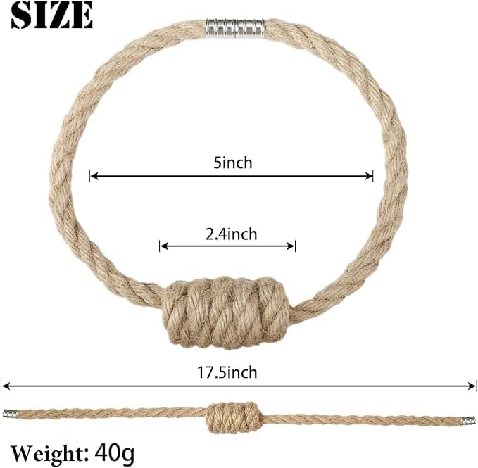 Fenghuangwu 4Pack Magnetic Jute Curtain Tiebacks – Bohemian Style Handmade Woven Tie-Backs for Drapes,Elegant Exquisite Knot Holdbacks,Outdoor Boho & Modern Home Decor