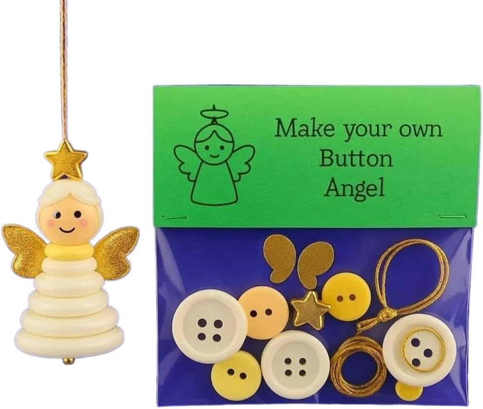DIY Christmas Button Ornament Making Set - Snowman/Santa/Angel, Fun Holiday Craft Kit for All Ages, Ideal Xmas Tree Hanging Decor & Festive Gifts (10 pcs-A)