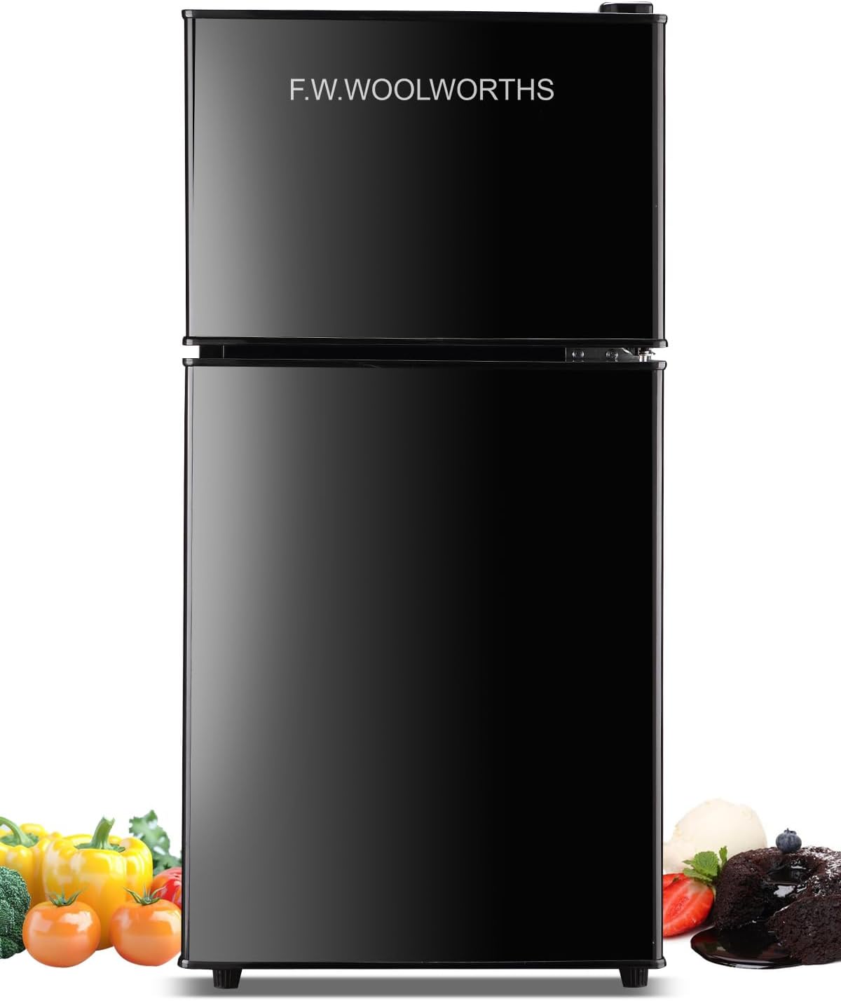 3.5 Cu.Ft Compact Refrigerator with Freezer, Mini Fridge with 2 Doors for Office, Kitchen, Dorm and Bedroom, Small Fridge with 7 Level Temp Adjustable Thermostat, Black