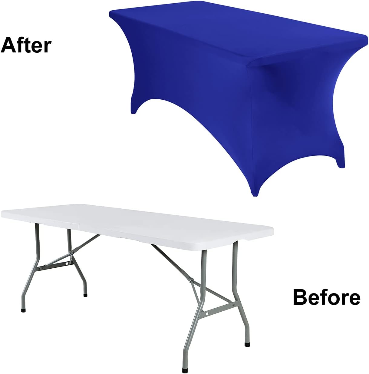 2Pack Spandex Waterproof Table Covers 6ft，Spandex 6ft Waterproof Table Cover for Party,Wedding, Banquet, and Events(Royal Blue)