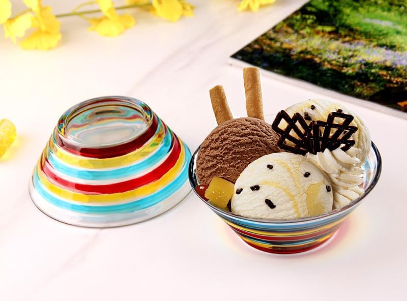 Decorative Bowl Stained Glass Candy Dishes, Set of 2, Hand Painted Colorful Glass Bowl for Snack, Dessert 6.75 oz