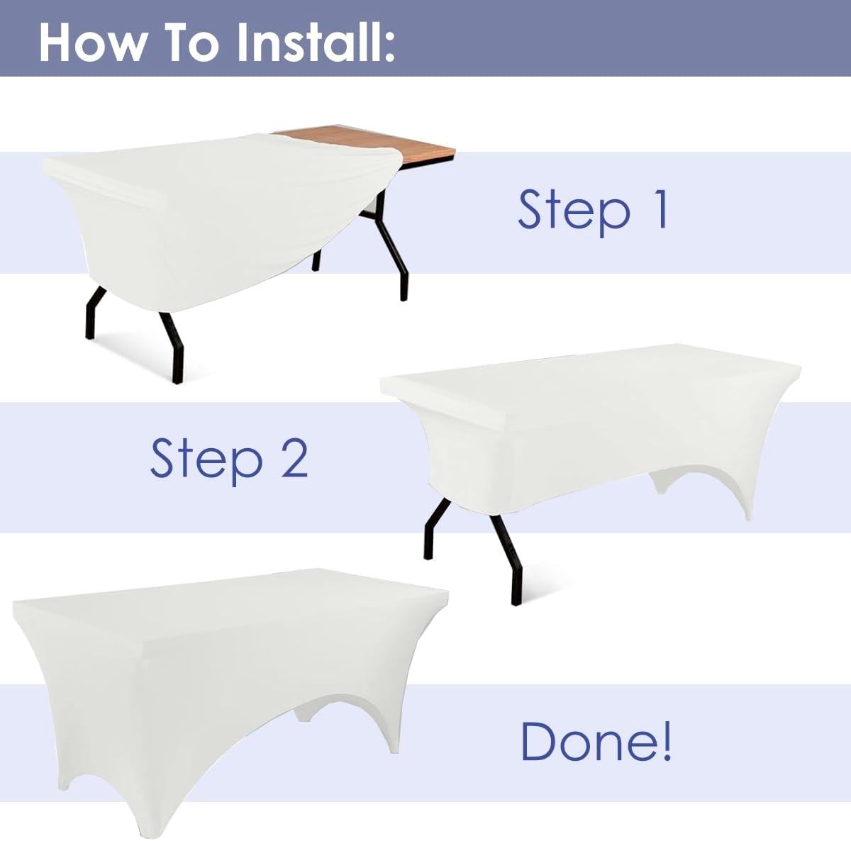 Craft And Party 2 Pack 4ft White Spandex Tablecloth – Fitted Stretch Cover – Universal Fit for Folding Tables – Wrinkle-Free, Washable – Ideal for Parties, Weddings, Events