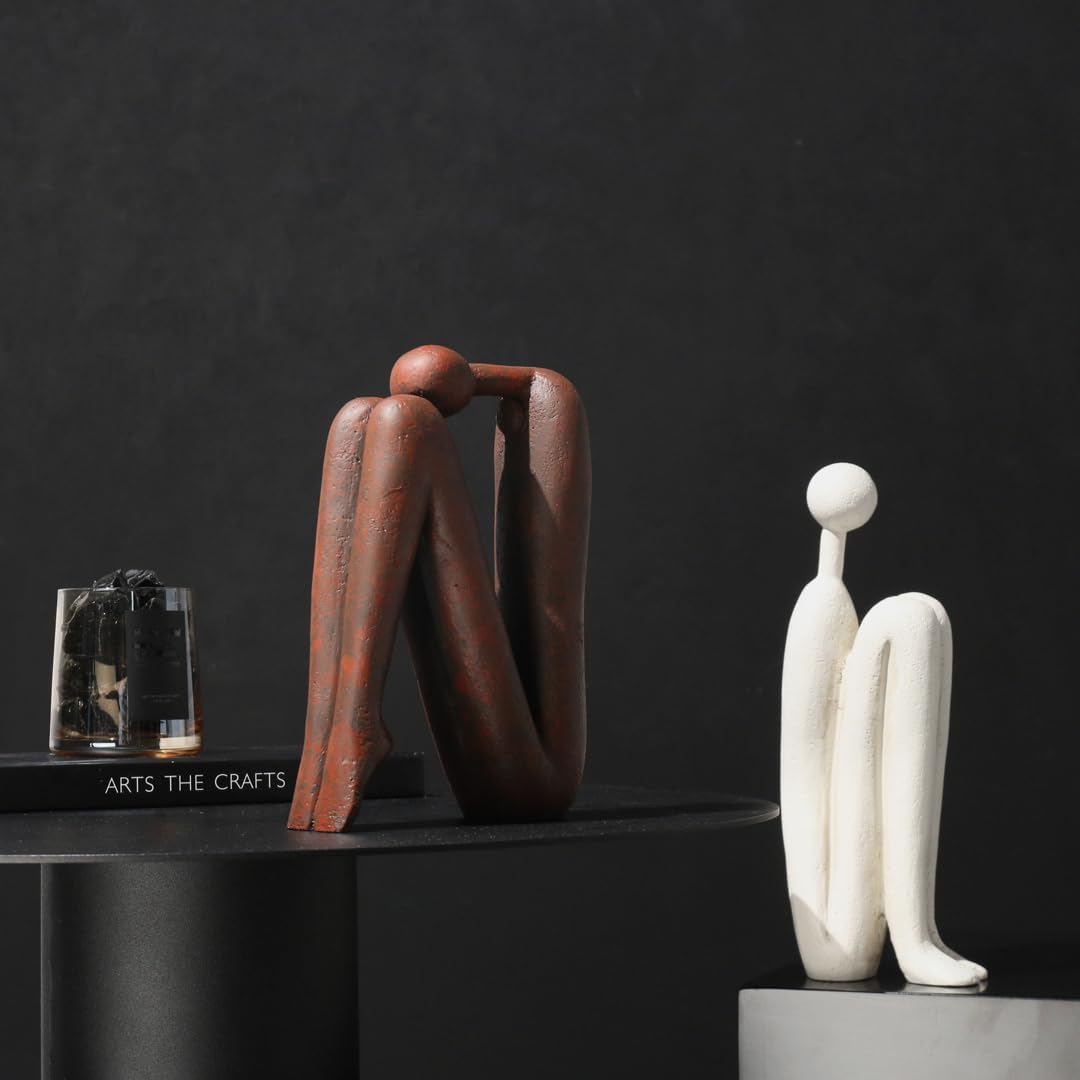 Decorative Bookends for Heavy Books, Thinker Statue Book Holders for Shelves & Office Desk, Abstract Decor Aesthetic Book Ends Stoppers, Modern Bookshelf Decoration