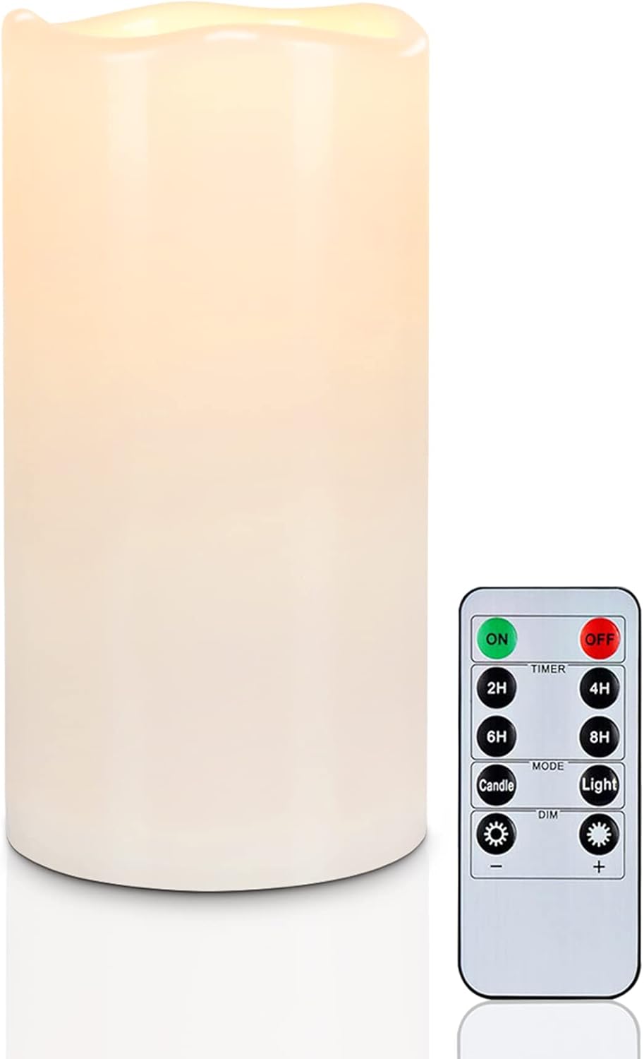 5plots 4" x 8" Single Waterproof Outdoor Flameless Candles, Battery Operated Flickering LED Pillar Candles with Remote and Timers for Indoor Outdoor Lanterns, Long Lasting, Large